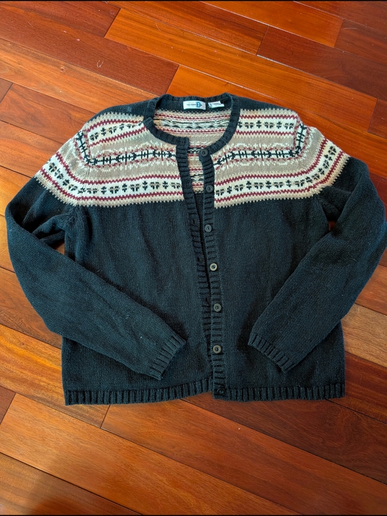 Paul Harris Design Sweaters - Women's Black Fair Isle Button-Front Cardigan Sweater